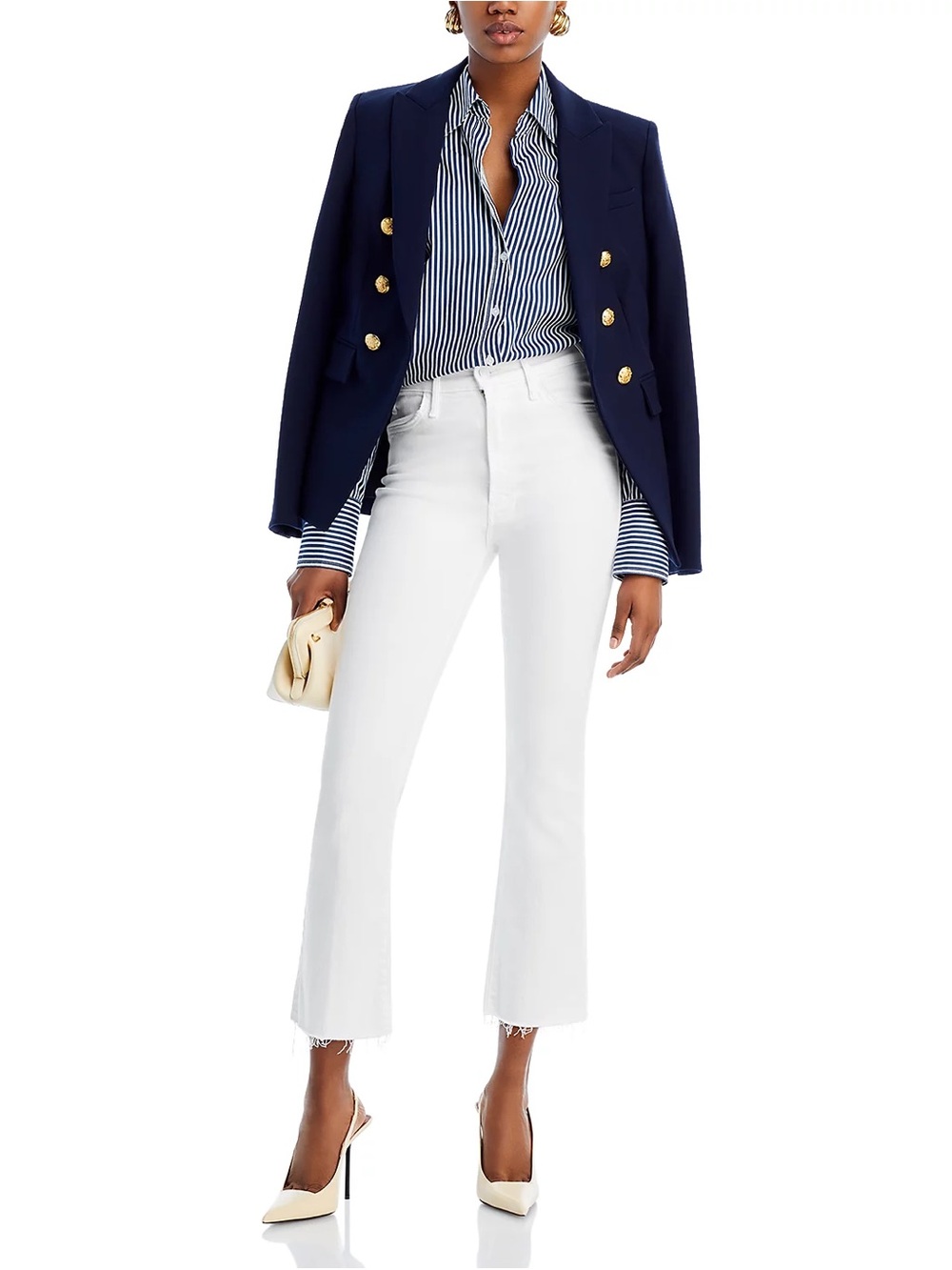 MOTHER - The Hustler High Rise Flare Leg Ankle Jeans - White - Size 30